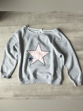 Y2K grey pink start off shoulder sweater